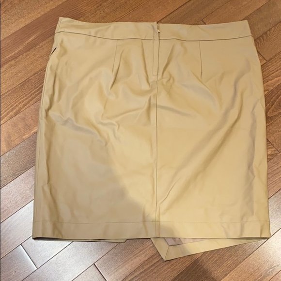 Addition Elle Women Tan High-Waist Asymmetrica Faux-Wrap Skirt Plus Size 26 - Picture 6 of 7